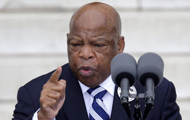Rep. John Lewis, D-Ga., speaks at the Let Freedom Ring ceremony at the Lincoln Memorial Wednesday, Aug. 28, 2013, in Washington, to commemorate the 50th anniversary of the 1963 March on Washington for Jobs and Freedom. It was 50 years ago today when Martin Luther King Jr. delivered his "I Have a Dream" speech from the steps of the memorial. (AP Photo/Carolyn Kaster)